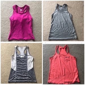 Lot of 4 workout tank tops. Size S & M. Nike